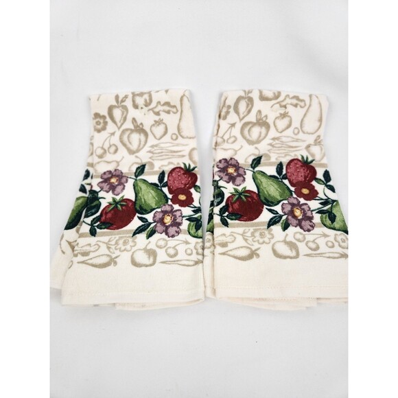 NWT Vintage Cecil Saydah Kitchen Towels Purple Flower Fruit Theme Pear Tomato - Picture 5 of 5